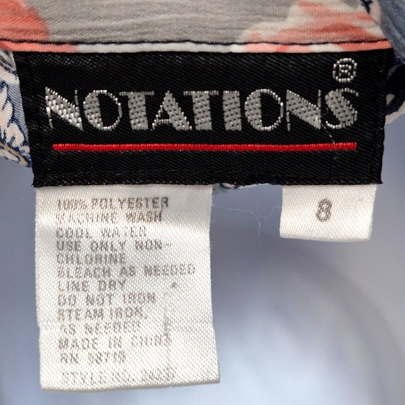 Vintage‎ button down shirt floral pink black Notations womens 8 - Picture 10 of 10